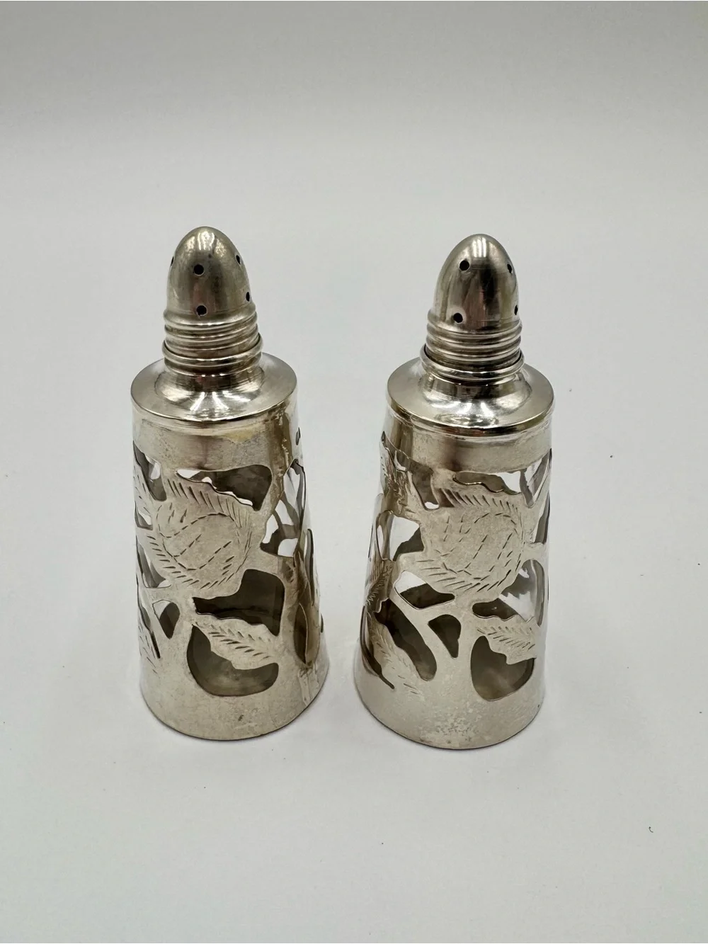 Taxco Sterling Silver 925 Salt and Pepper shakers Marked Taxco 925 Sterling CH